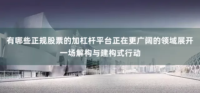 有哪些正规股票的加杠杆平台正在更广阔的领域展开一场解构与建构式行动